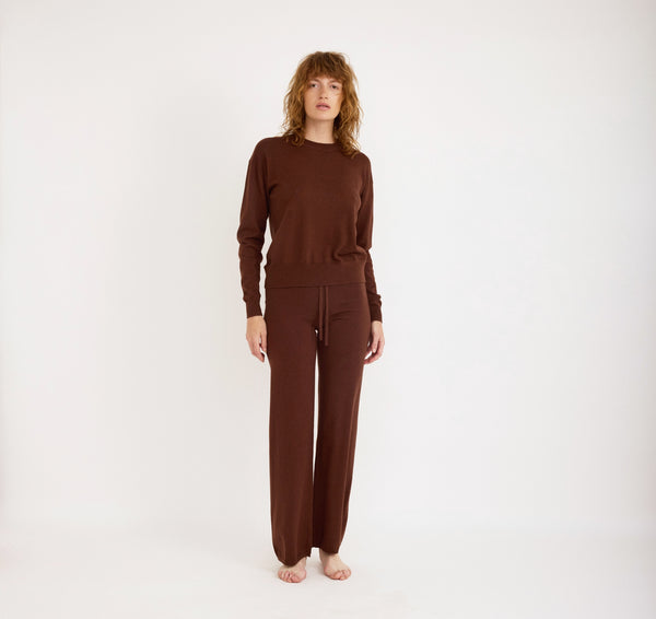 organic basics Soft Knit Straight Leg Pants Rich Brown