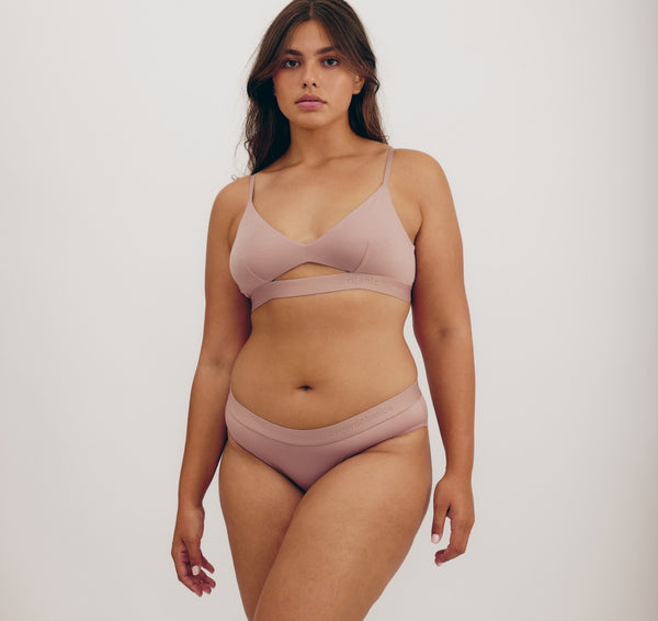 organic basics Soft Touch Cut-Out Bralette Dusty Rose