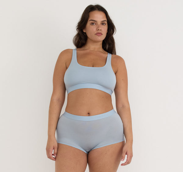 organic basics Soft Touch Scoop Neck Bralette Cloudy Blue