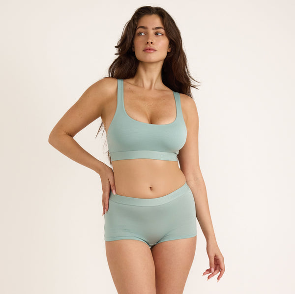 Organic Basics Soft Touch Scoop Neck Bralette Eucalyptus