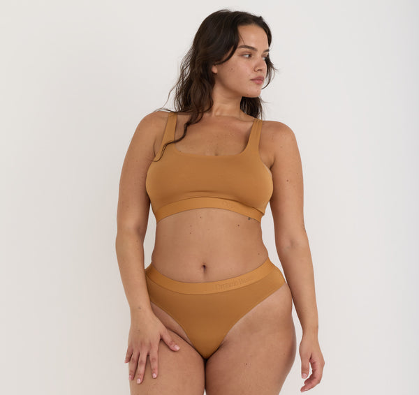 organic basics Soft Touch Scoop Neck Bralette Ocher
