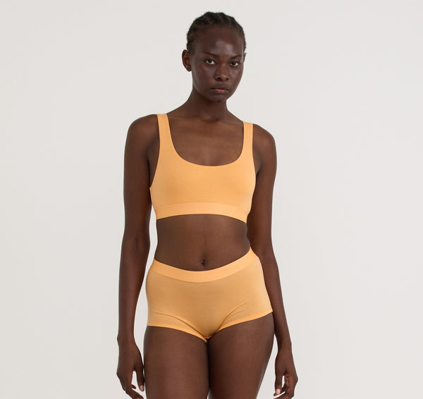 organic basics Soft Touch Scoop Neck Bralette Papaya