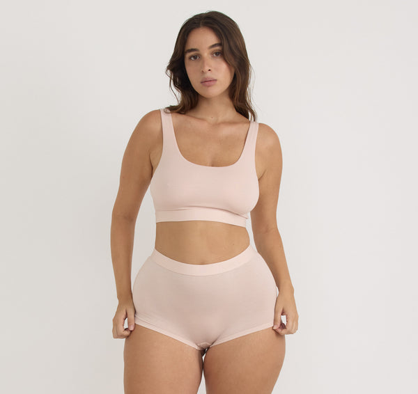 organic basics Soft Touch Scoop Neck Bralette Soft Apricot