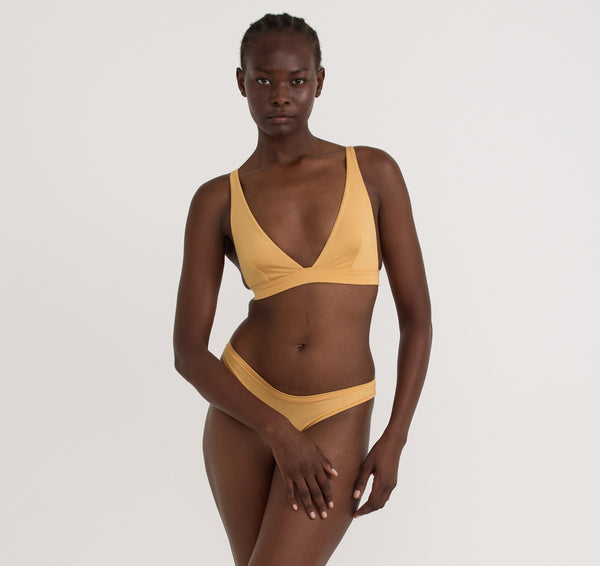 organic basics Soft Touch Veil Plunge Bralette Caramel