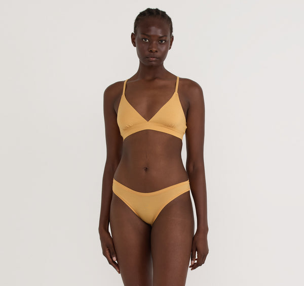 organic basics Soft Touch Veil Triangle Bralette Caramel