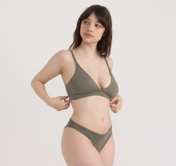 Organic Basics Soft Touch Veil Triangle Bralette Thyme