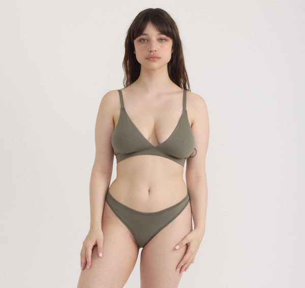organic basics Soft Touch Veil Triangle Bralette Thyme