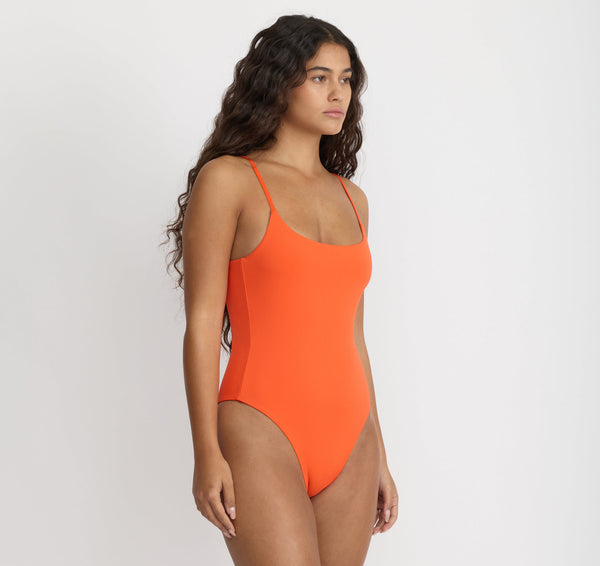 Organic Basics Swim Open Back One-Piece Blood Orange