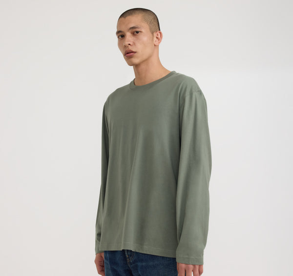 Organic Basics True Boxy Fit Long Sleeve Tee Seaweed