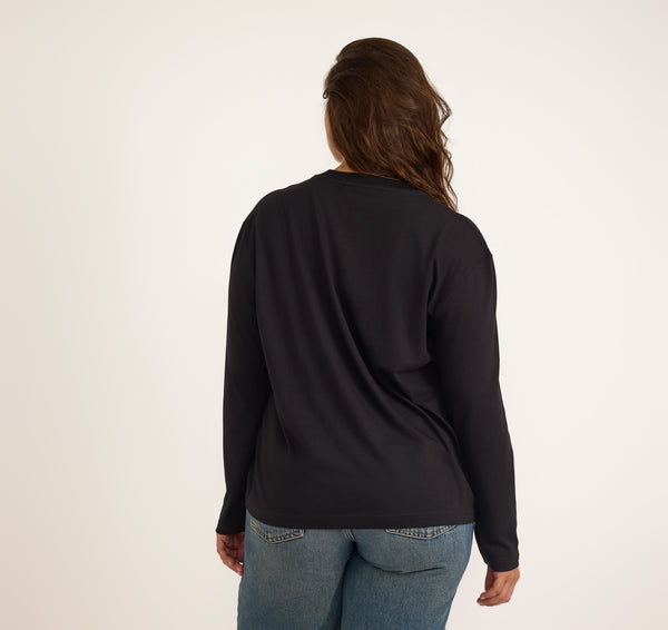 Organic Basics True Heavy Boxy Long Sleeve Tee Black