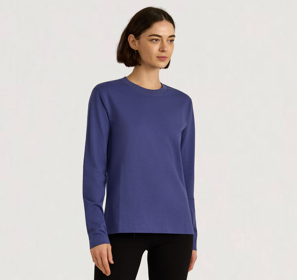 organic basics True Heavy Boxy Long Sleeve Tee Eclipse