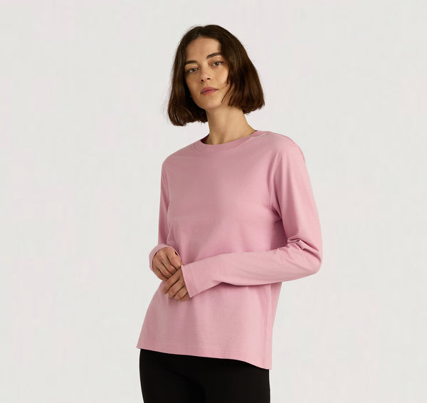 Organic Basics True Heavy Boxy Long Sleeve Tee Lavender Mist