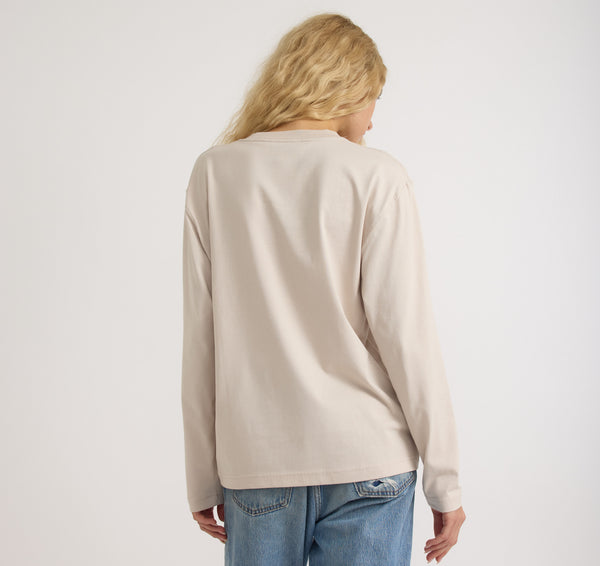 Organic Basics True Heavy Boxy Long Sleeve Tee Sandstone