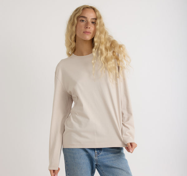 organic basics True Heavy Boxy Long Sleeve Tee Sandstone