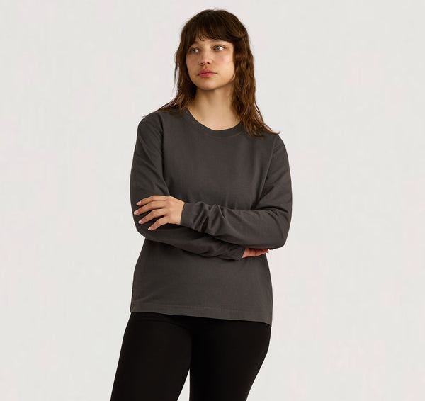 Organic Basics True Heavy Boxy Long Sleeve Tee Slate