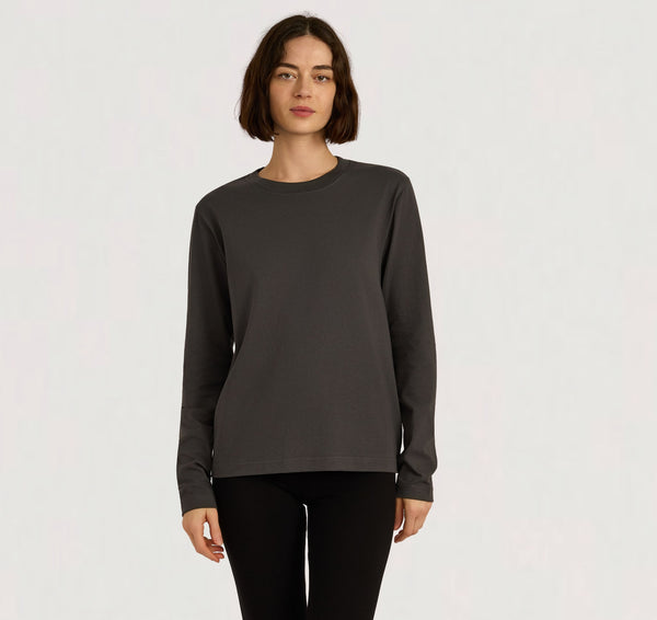 organic basics True Heavy Boxy Long Sleeve Tee Slate