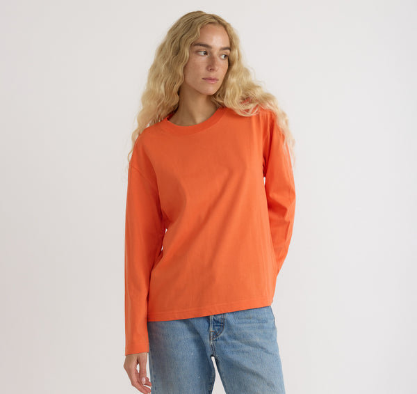 organic basics True Heavy Boxy Long Sleeve Tee Tangerine