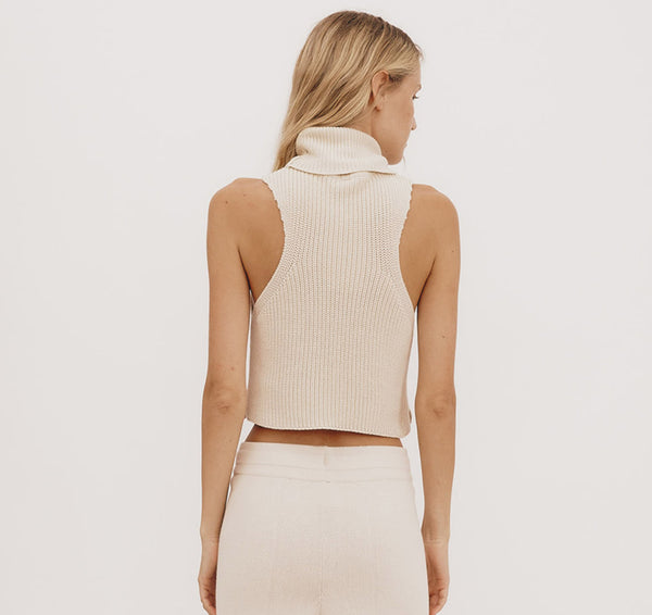 Organic Basics True Knit Sleeveless Turtleneck Soft Vanilla