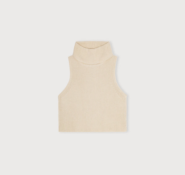 Organic Basics True Knit Sleeveless Turtleneck Soft Vanilla