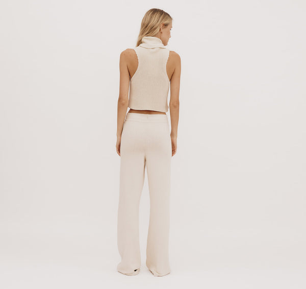 Organic Basics True Knit Wide Leg Pants Soft Vanilla