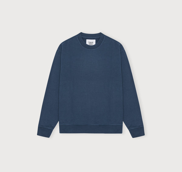 Organic Basics Weekend Boxy Fit Crewneck Sweatshirt Midnight Blue