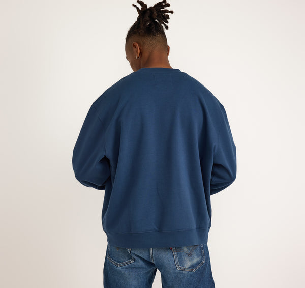 Organic Basics Weekend Boxy Fit Crewneck Sweatshirt Midnight Blue