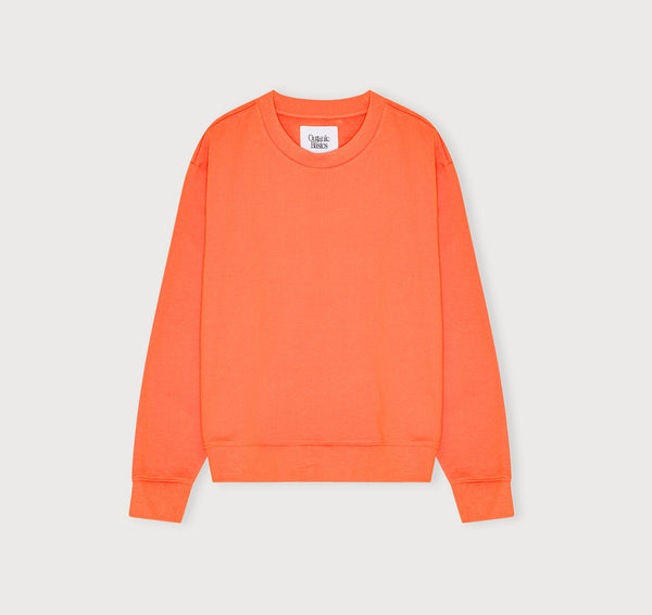 Organic Basics Weekend Boxy Fit Crewneck Sweatshirt Tangerine