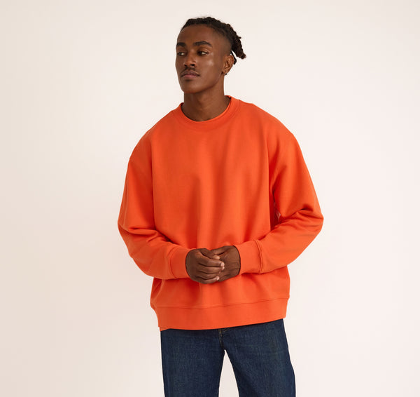 organic basics Weekend Boxy Fit Crewneck Sweatshirt Tangerine