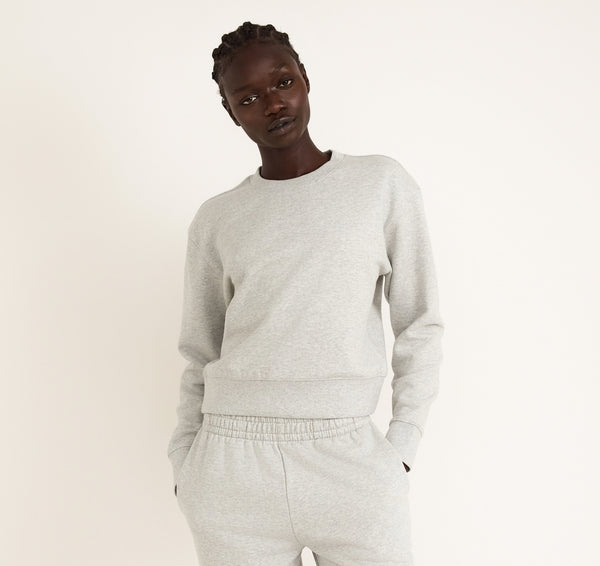 Organic Basics Weekend Crop Crewneck Misty Grey Melange