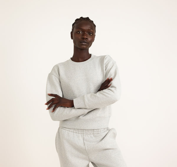 organic basics Weekend Crop Crewneck Misty Grey Melange