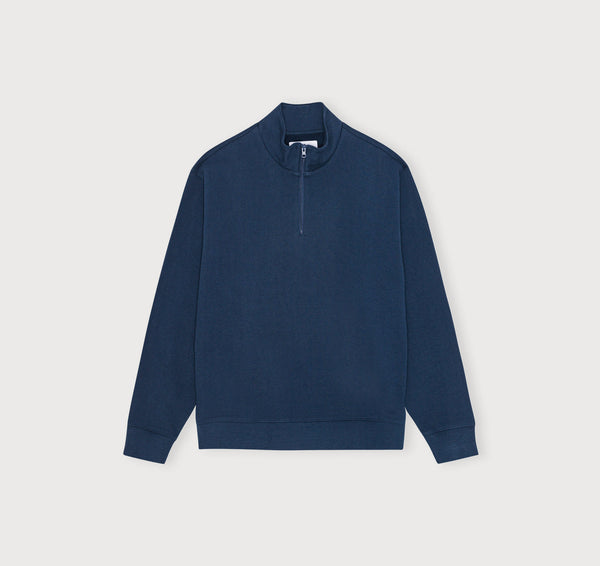 Organic Basics Weekend Half Zip Sweatshirt Midnight Blue