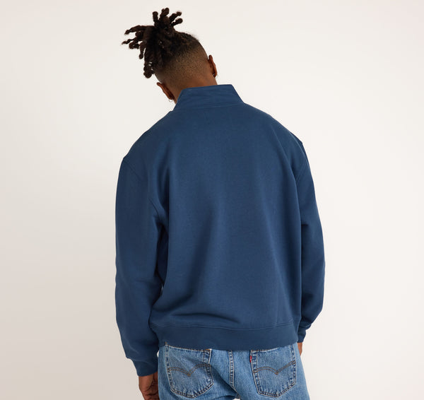 Organic Basics Weekend Half Zip Sweatshirt Midnight Blue