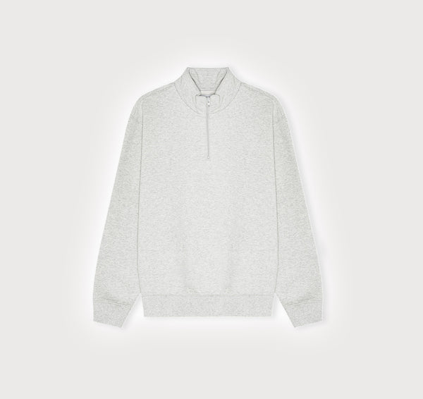 Organic Basics Weekend Half Zip Sweatshirt Misty Grey Melange