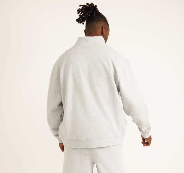 Organic Basics Weekend Half Zip Sweatshirt Misty Grey Melange
