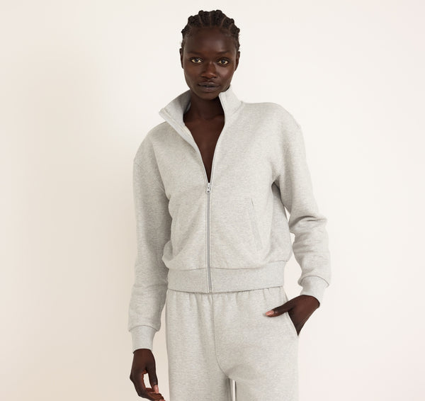 organic basics Weekend Track Jacket Misty Grey Melange