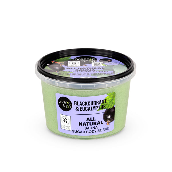 Organic Shop All Natural Sauna Sugar Body Scrub. Blackcurrant & Eucalyptus