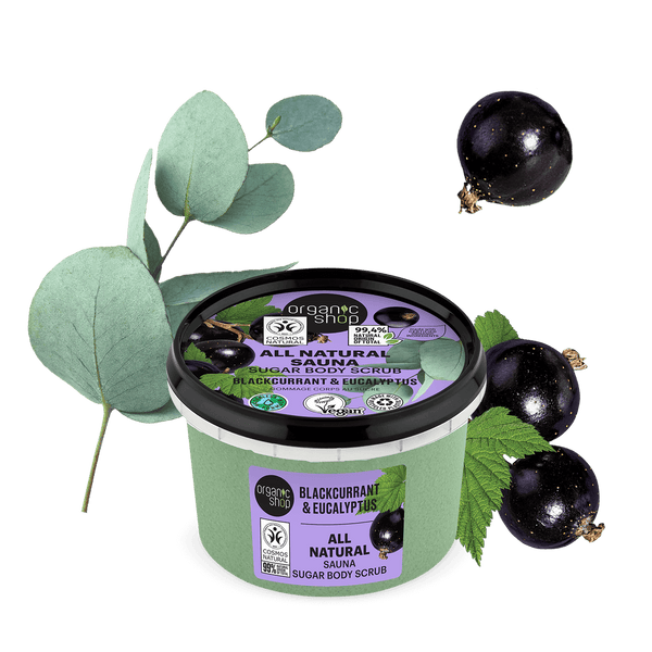 organic shop All Natural Sauna Sugar Body Scrub. Blackcurrant & Eucalyptus