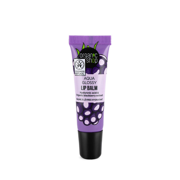 organic shop Aqua Glossy Lip Balm. Hyaluronic Acid & Blackberry Extract