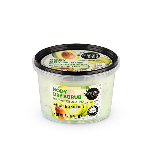 Organic Shop Body Dry Scrub Delicate Exfoliating Avocado & Gentle Chia