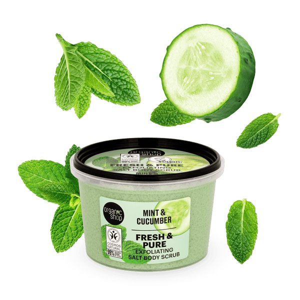 organic shop Fresh & Pure Exfoliating Salt Body Scrub. Mint & Cucumber