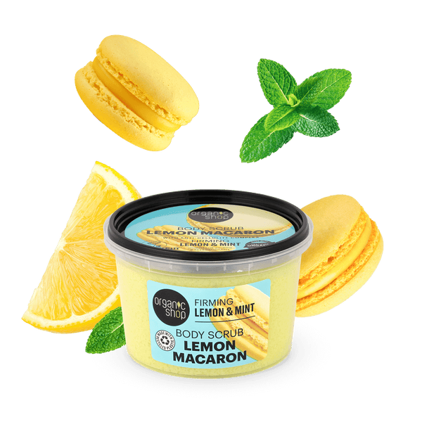 organic shop Lemon Macaron Firming Body Scrub. Lemon & Mint