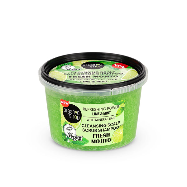 organic shop Salt Scrub Shampoo. Fresh Mojito. Refreshing Power. Lime & Mint