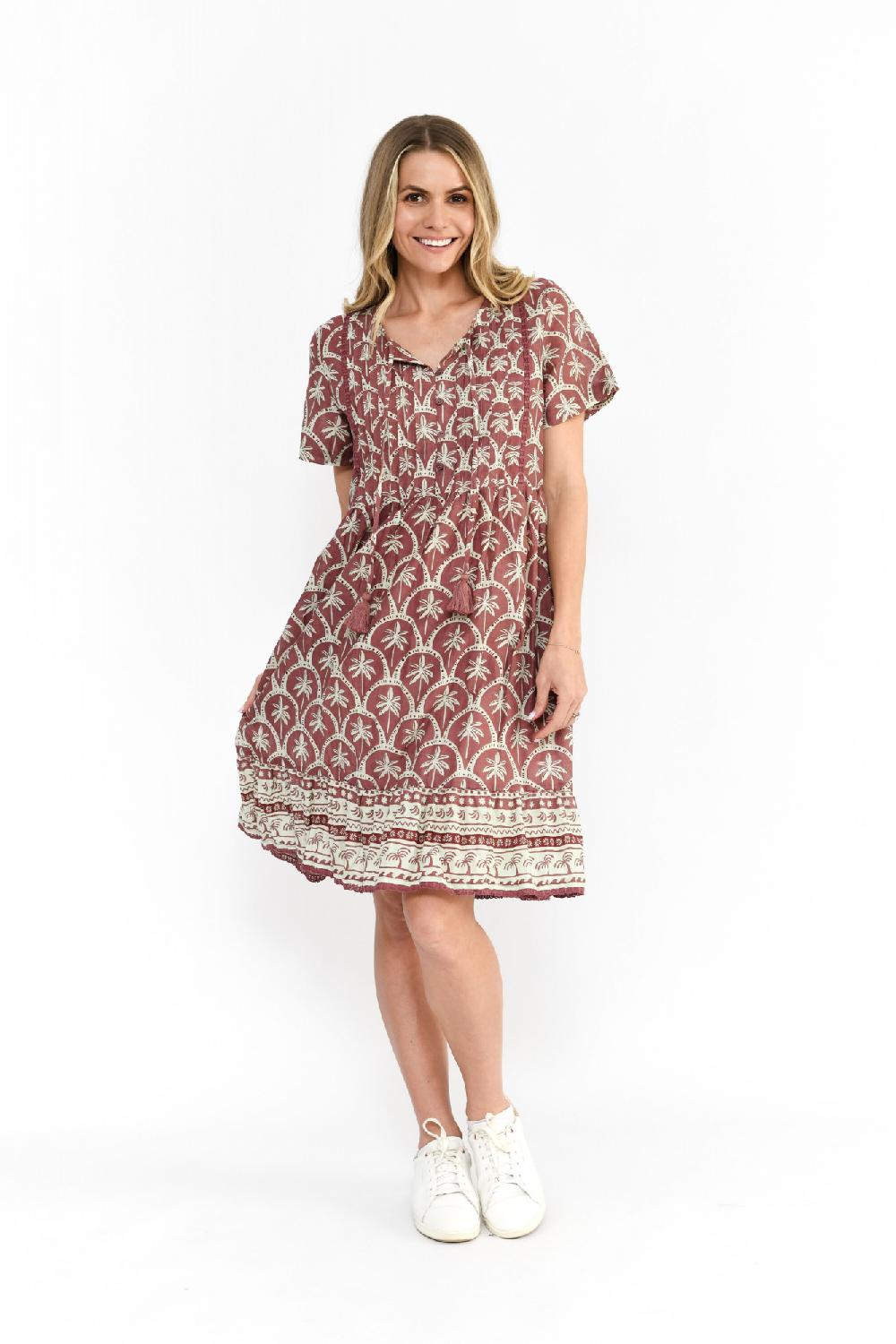 oriëntique Colette V Neck Tassel Dress