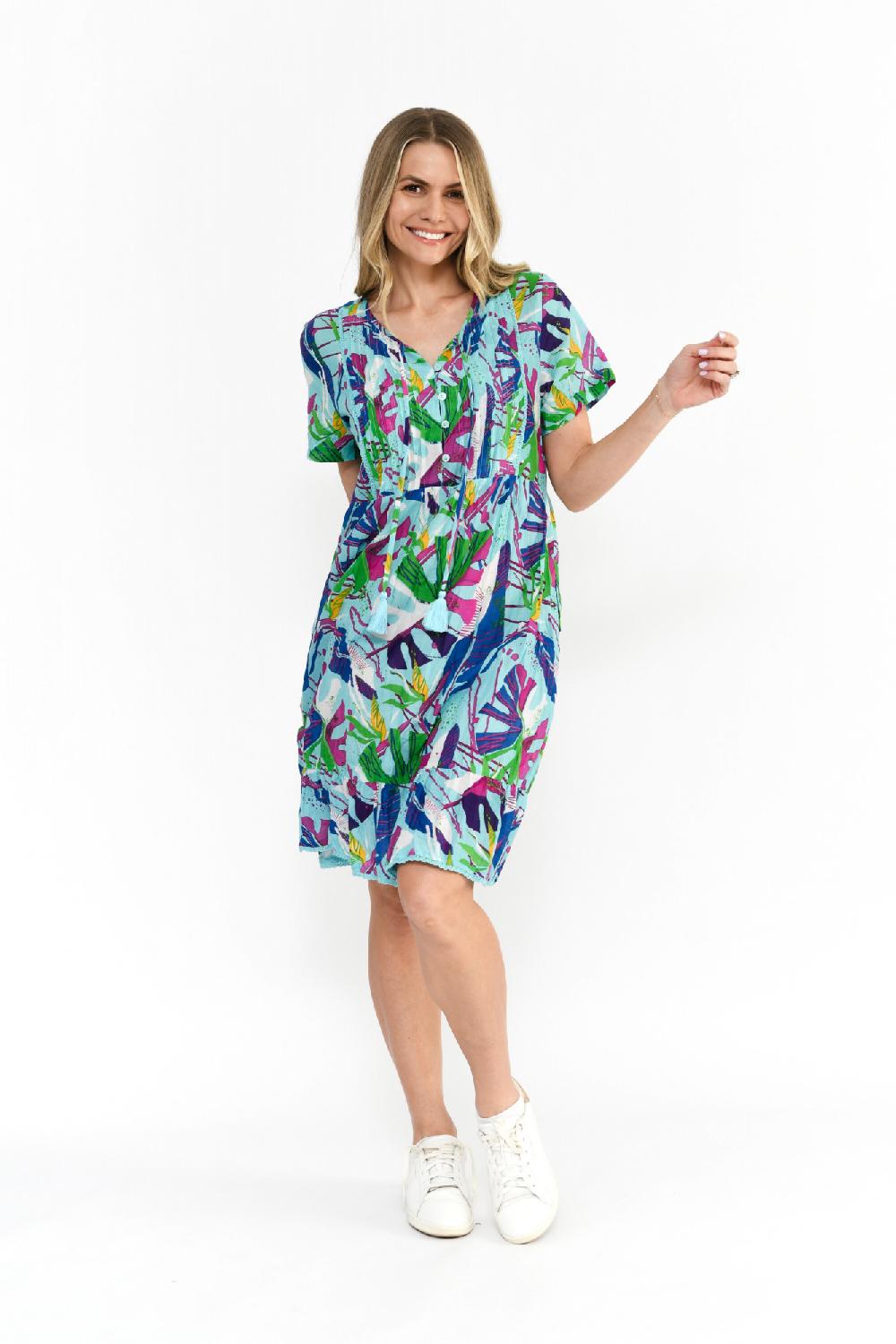 oriëntique Colette V Neck Tassel Dress