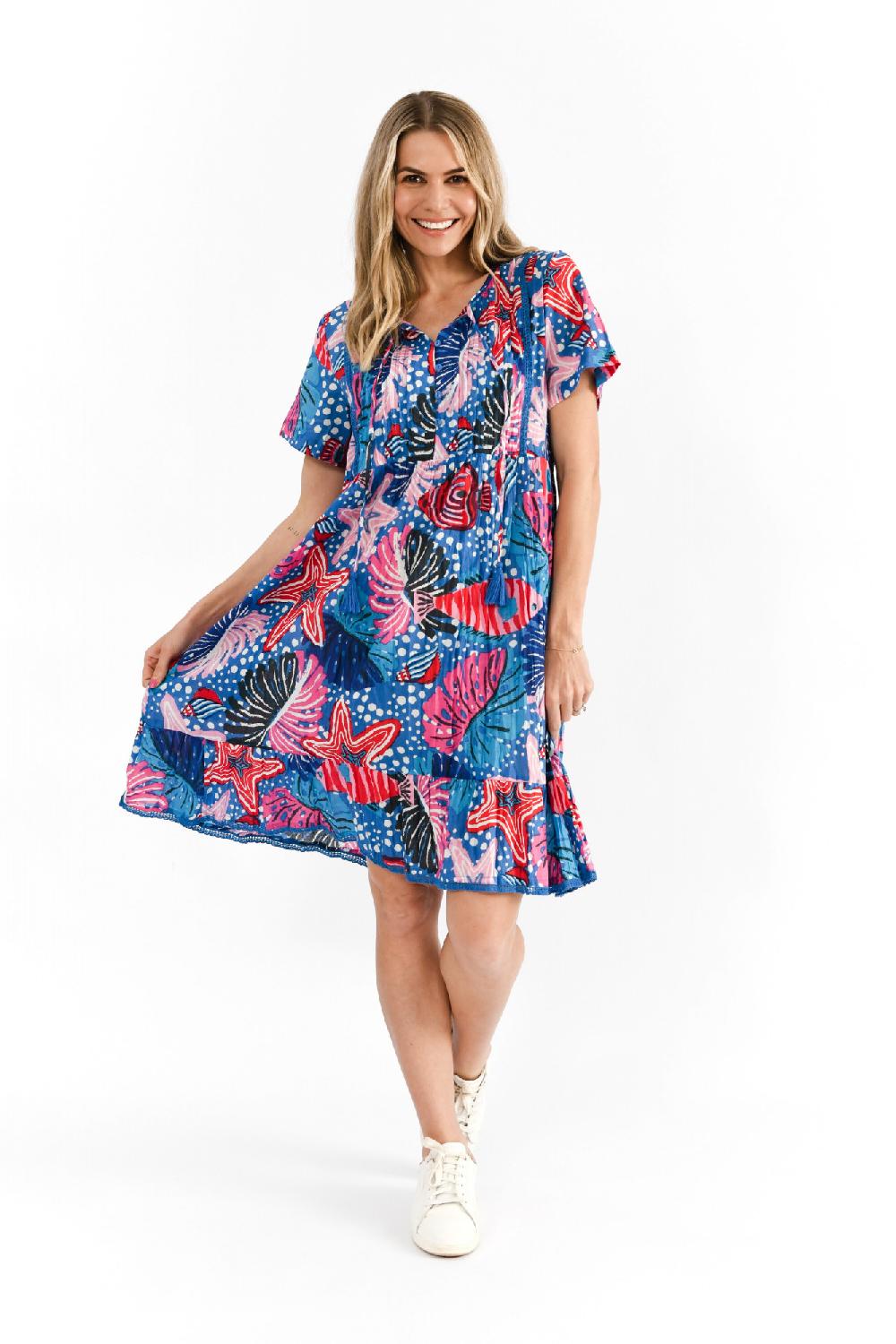 oriëntique Colette V Neck Tassel Dress