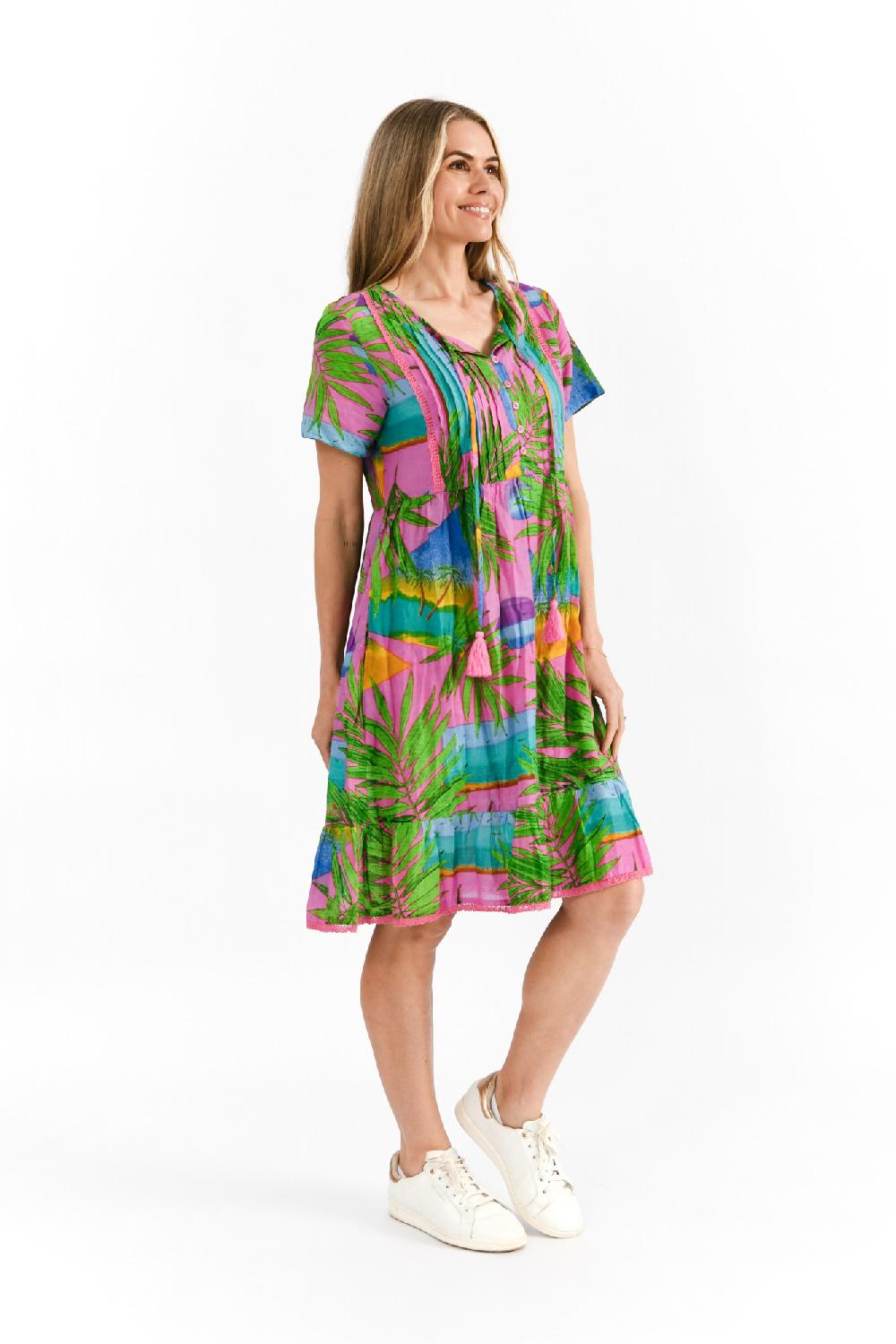 Oriëntique Colette V Neck Tassel Dress