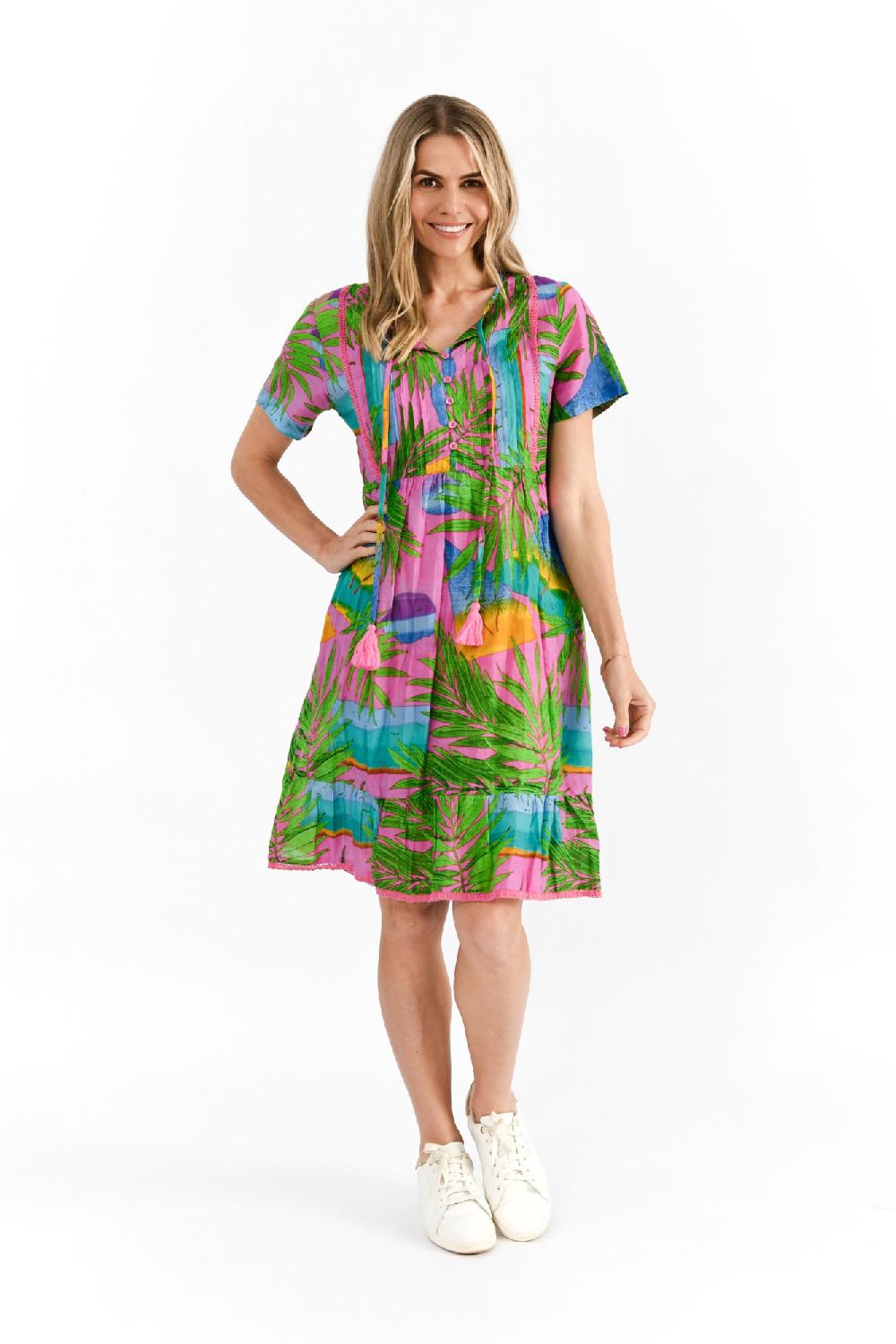 oriëntique Colette V Neck Tassel Dress