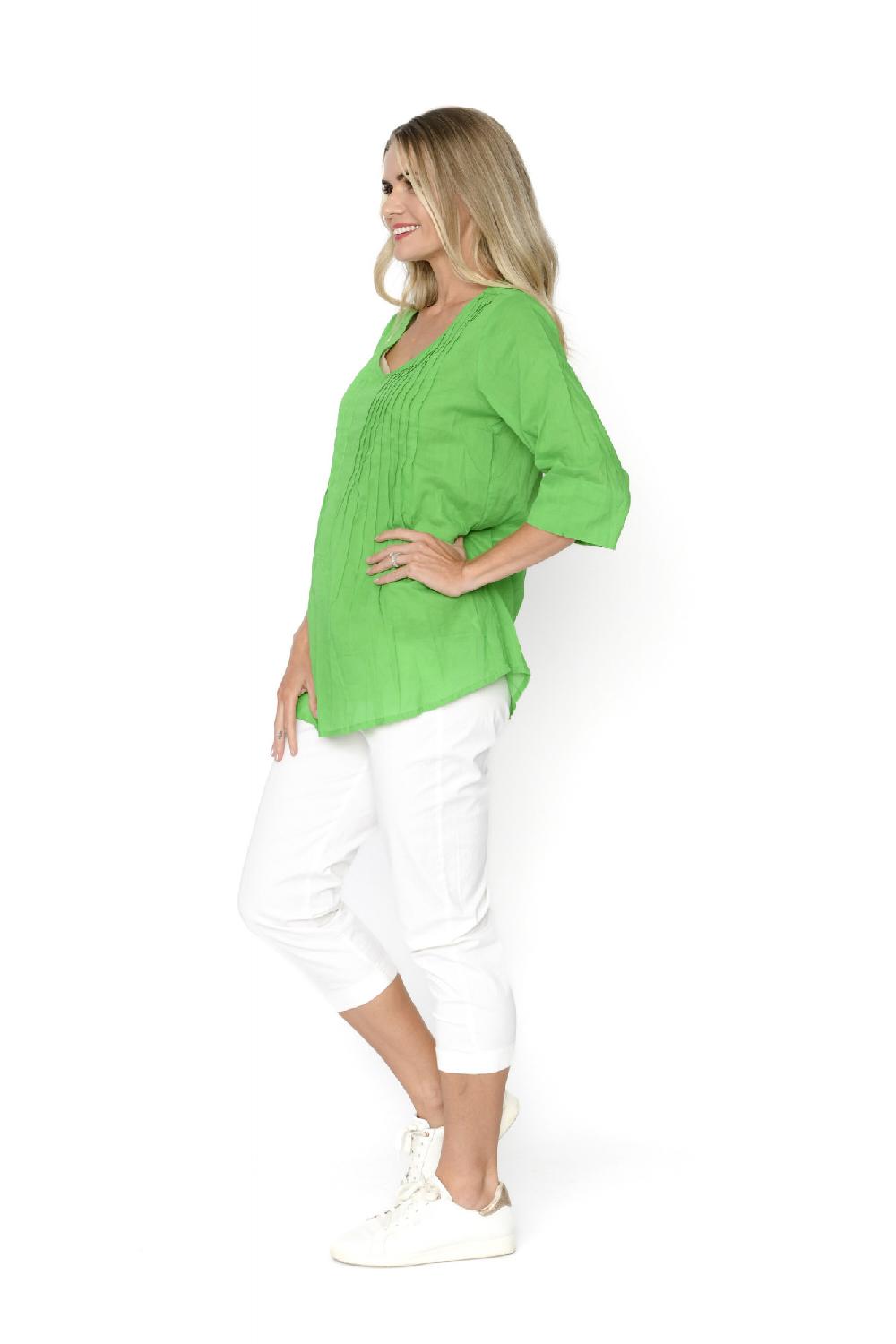 Oriëntique Evie Pleated Top With 3/4 Sleeve