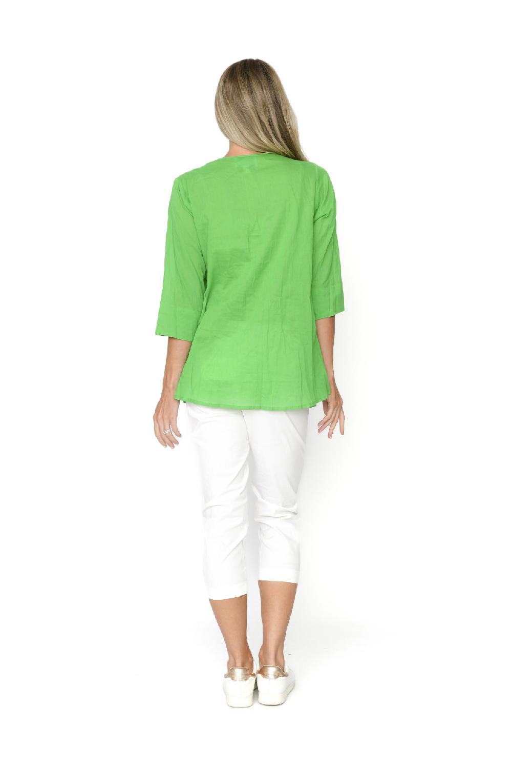 Oriëntique Evie Pleated Top With 3/4 Sleeve