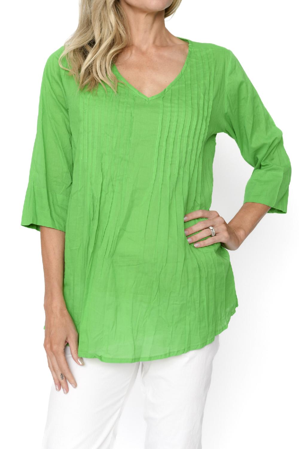 Oriëntique Evie Pleated Top With 3/4 Sleeve